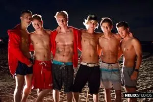 Lifeguards - Behind the Scenes - Helix Boys Max Carter, Kyle Ross, Tyler Hill, Evan Parker,  Blake Mitchell, Noah White, Sean Ford and Joey Mills